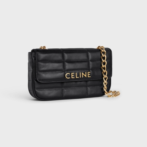 CHAIN SHOULDER BAG MATELASSE MONOCHROME CELINE IN QUILTED GOATSKIN BLACK