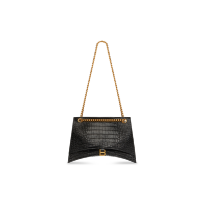 82b583d9f85409b2a943c75f90e116ad WOMEN'S CRUSH LARGE CHAIN BAG CROCODILE EMBOSSED IN BLACK