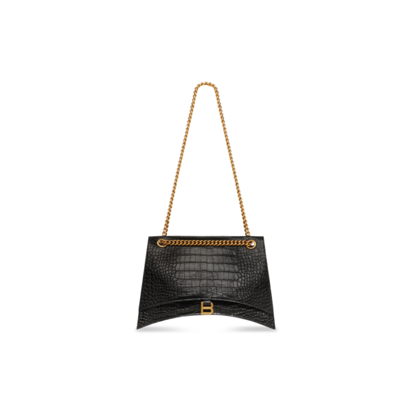 82b583d9f85409b2a943c75f90e116ad WOMEN'S CRUSH LARGE CHAIN BAG CROCODILE EMBOSSED IN BLACK