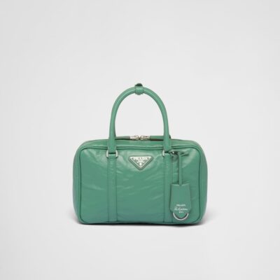 Prada Medium antique nappa leather top handle bag - Sage Green