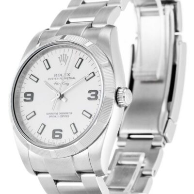Rolex Air-king 114210.1 White Quarter Arabic Dial Unisex 34MM