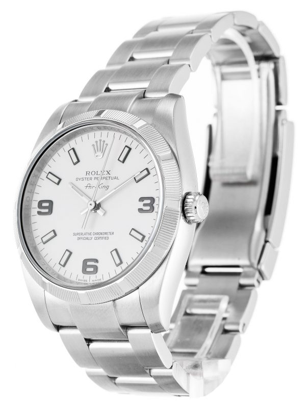 Rolex Air-king 114210.1 White Quarter Arabic Dial Unisex 34MM