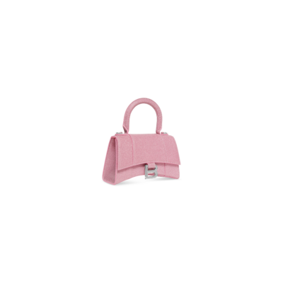 WOMEN'S HOURGLASS XS HANDBAG IN SPARKLING FABRIC IN PINK