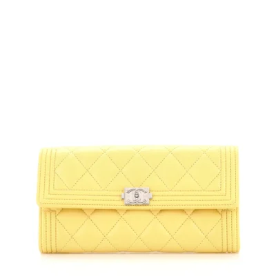 Chanel Boy Flap Wallet Quilted Lambskin Long