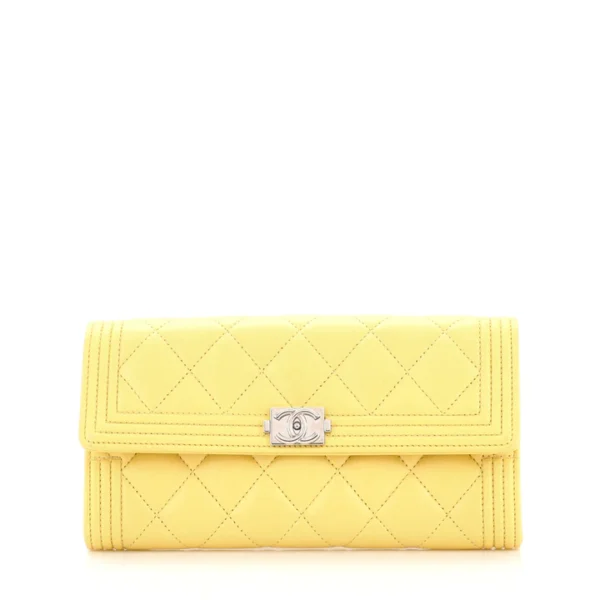Chanel Boy Flap Wallet Quilted Lambskin Long