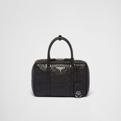 Prada Medium antique nappa leather top handle bag - Black