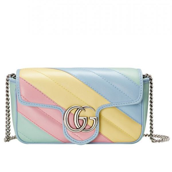 Gucci GG Marmont Super Mini Silver Logo Magnetic Buckle Chian Strap Female Latest Colorful Diagonal Quilted Leather Flap Crossbody Bag