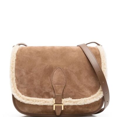 YSL Medium Francoise Satchel in Suede and Shearling