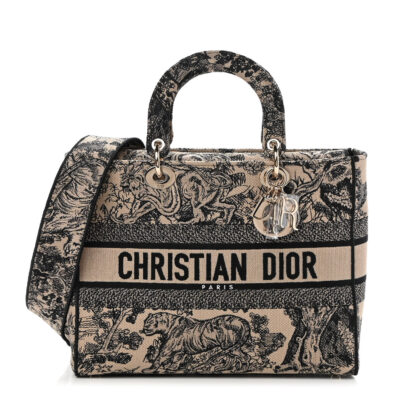 CHRISTIAN DIOR Toile de Jouy Embroidered Medium Lady D-Lite Blue
