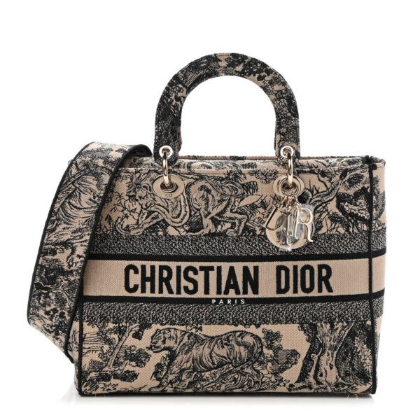 CHRISTIAN DIOR Toile de Jouy Embroidered Medium Lady D-Lite Blue