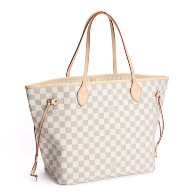 8782faedc2c01233de136fd278975125 路易威登 N51107 Neverfull MM 棋盘格 Azur 帆布 肩背包