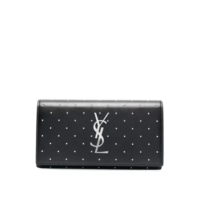 YSL Kate Monogram Studded Clutch in Black