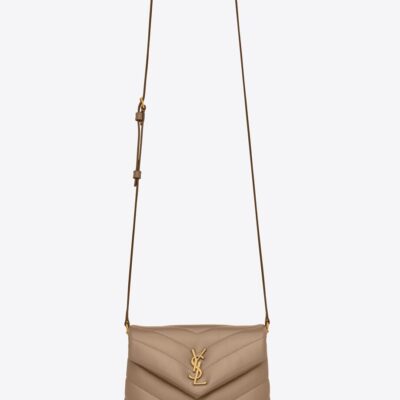 YSL Loulou Toy Bag in Matelasse 'Y' Leather in Greyish Brown