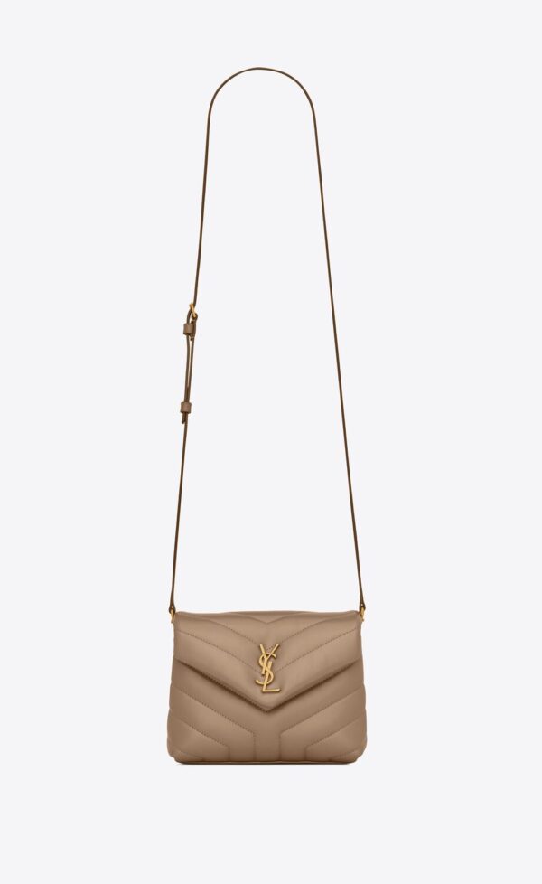 YSL Loulou Toy Bag in Matelasse 'Y' Leather in Greyish Brown