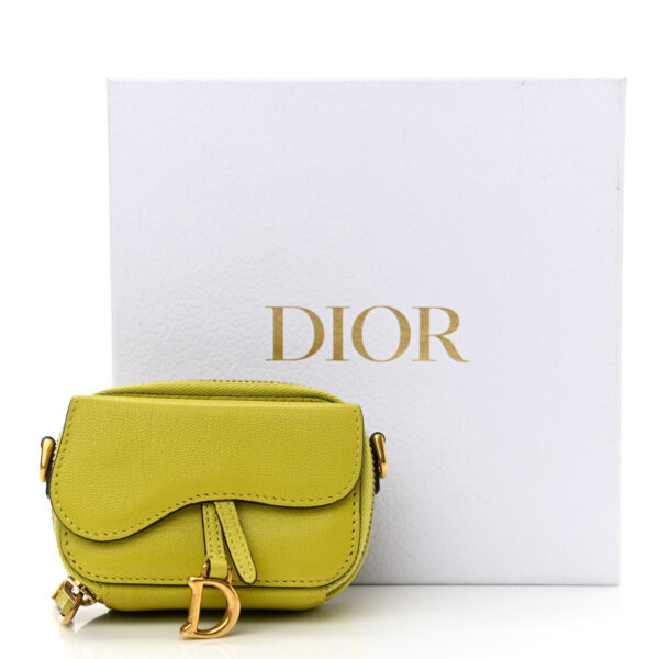 8815e5521f340570ed041889a2f2e99b CHRISTIAN DIOR Goatskin Mini Saddle Shoulder Strap Pouch Lime