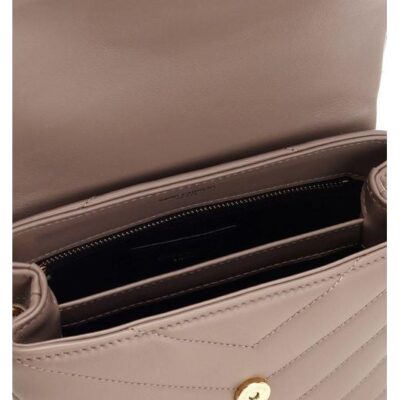 YSL Loulou Toy Bag in Matelasse 'Y' Leather in Greyish Brown