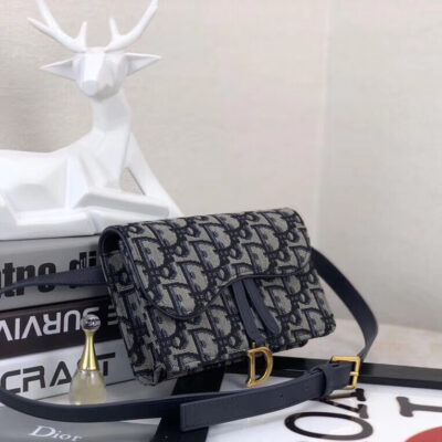 88f55f882b68933aaf21e22f6ecca295 Dior Blue Oblique Saddle Belt Bag