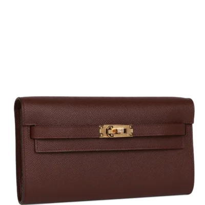 爱马仕 Kelly Go Bordeaux Epsom 金色五金钱包