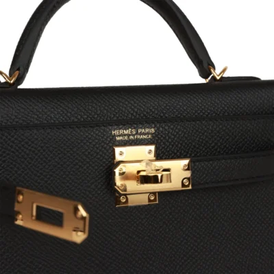 Hermès Kelly Sellier 20 Black Epsom Gold Hardware