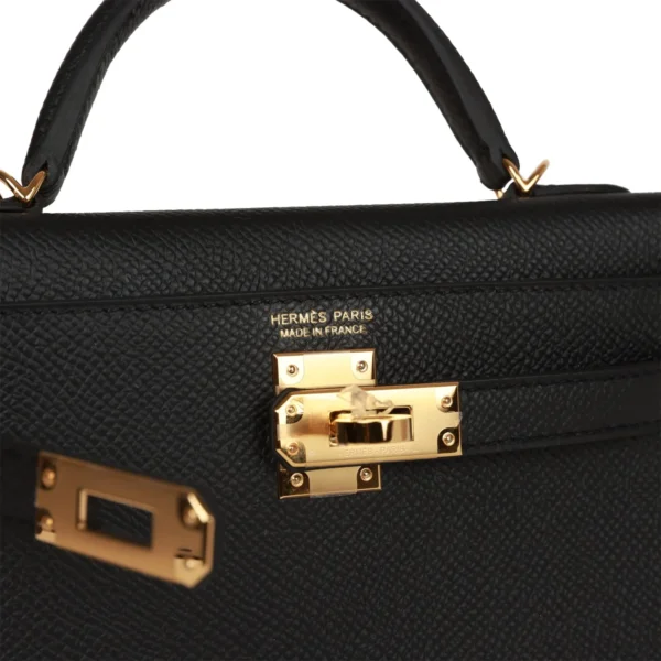 Hermès Kelly Sellier 20 Black Epsom Gold Hardware