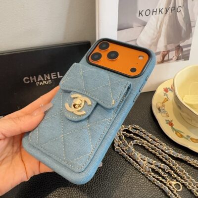 8a2fe1e75a92db1343ee8974ec1893b4ab8e60385e0efe256cc7fdd9ea165c55 Chanel Denim CC Crossbody iPhone Case with Card Slot