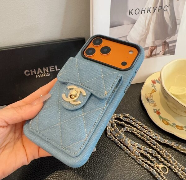 8a2fe1e75a92db1343ee8974ec1893b4ab8e60385e0efe256cc7fdd9ea165c55 Chanel Denim CC Crossbody iPhone Case with Card Slot