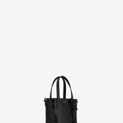 YSL Paris Mini Toy Shopping In Crocodile-Embossed Leather