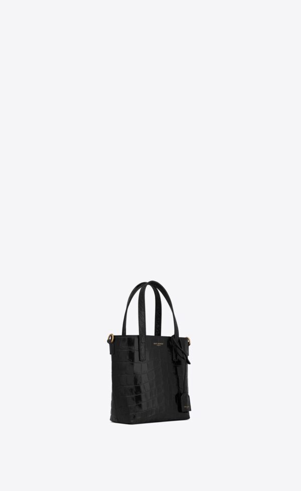 YSL Paris Mini Toy Shopping In Crocodile-Embossed Leather