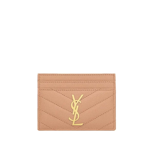 YSL Cassandre YSL Matelasse Card Case in Grain de Poudre Embossed Leather