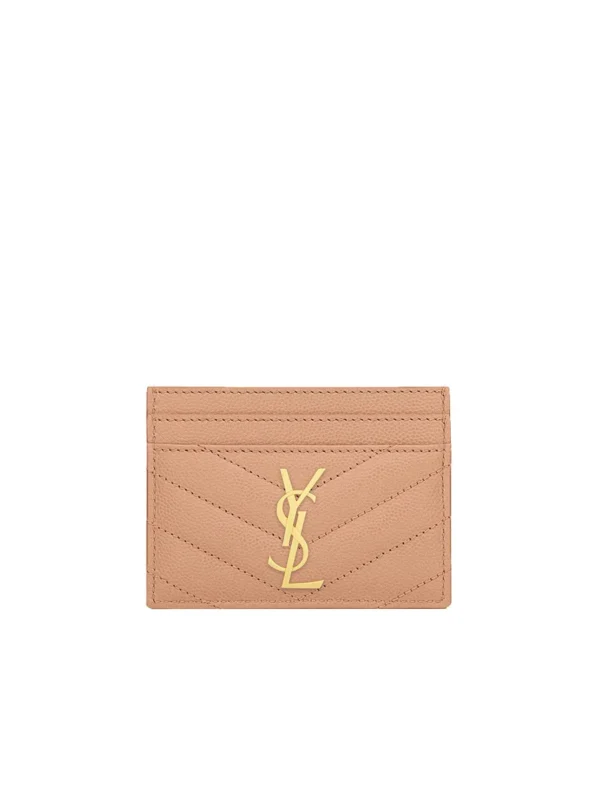 YSL Cassandre YSL Matelasse Card Case in Grain de Poudre Embossed Leather