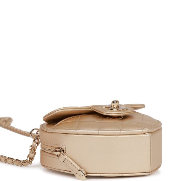 Chanel CC In Love Heart Clutch with Chain Gold Lambskin Light Gold