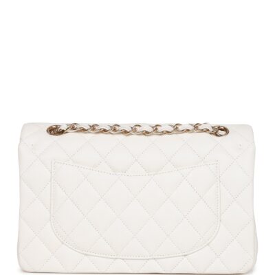 8b87f0e365bb44ae525156e7ce60af35 Chanel Small Classic Double Flap White Caviar Light Gold Hardware
