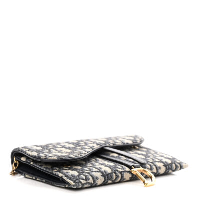 CHRISTIAN DIOR Oblique Saddle Chain Long Wallet Blue