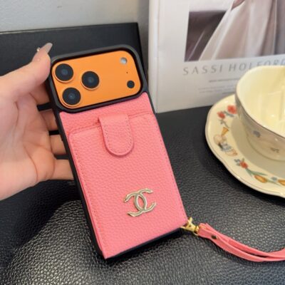 Chanel Style Leather Flip Card Holder Crossbody Phone Case