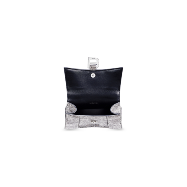 WOMEN'S HOURGLASS XS HANDBAG WITH RHINESTONES IN GREY