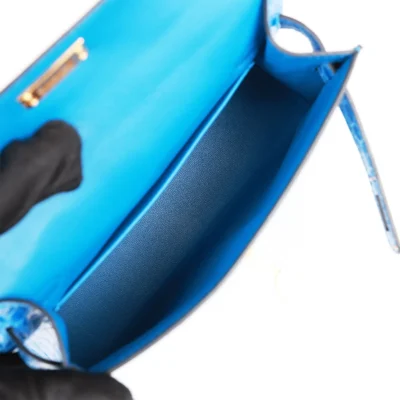 Hermès Kelly Sellier 20 Bleu Zellige Shiny Alligator Gold Hardware