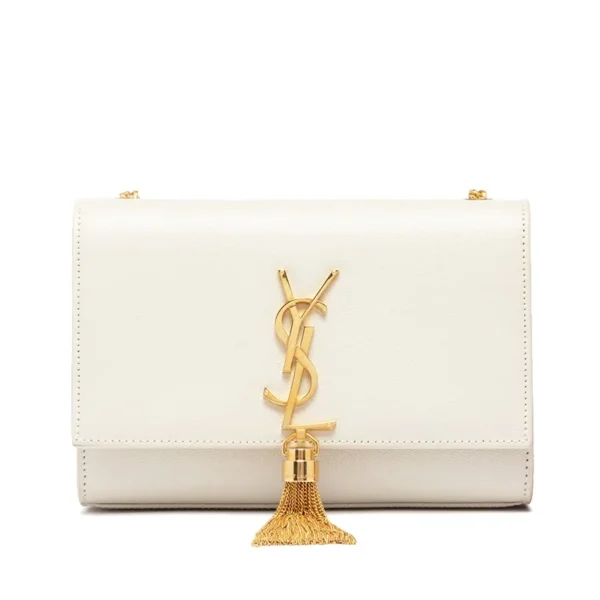 YSL Kate Small Chain Bag with Tassel in Crocodile Embossed Shiny Leather