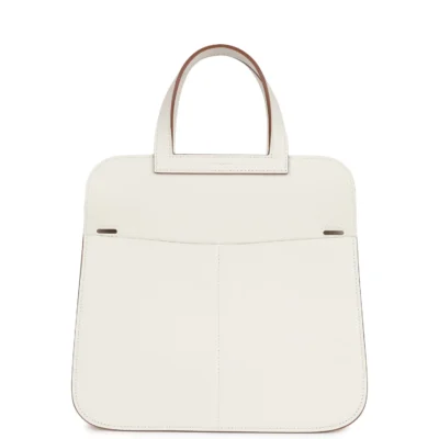 Hermès Halzan 25 White Evercolor Gold Hardware