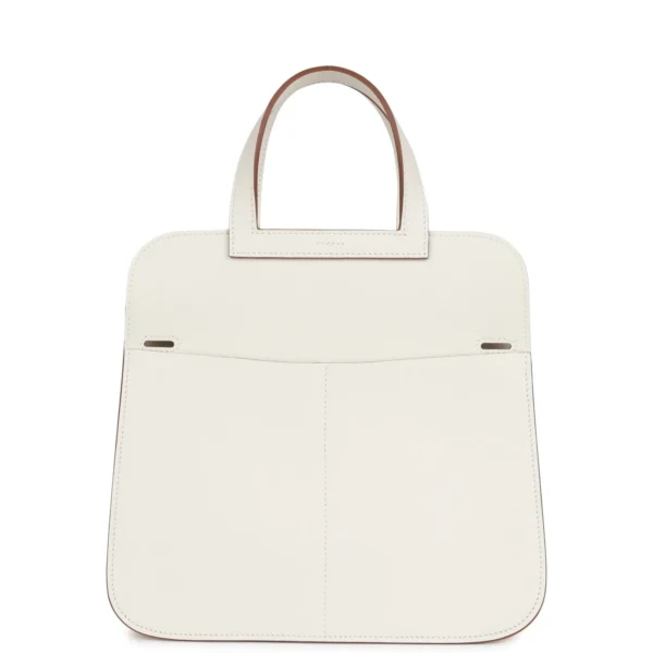 Hermès Halzan 25 White Evercolor Gold Hardware