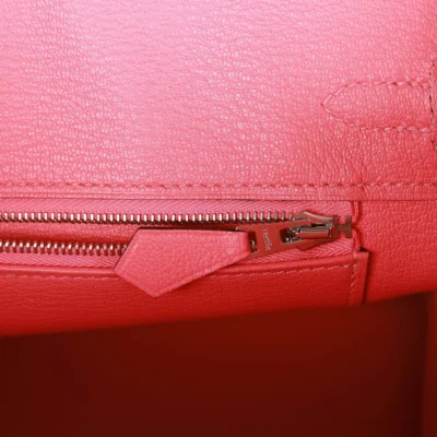 Hermès Special Order HSS Birkin 25 Rose Azalee Chèvre gebürstet Tasche in Schwarz mit Palladiumbeschläge