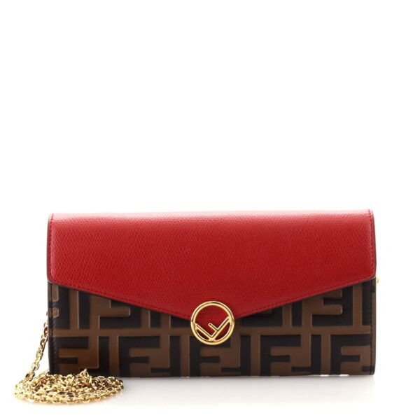 8ef1a496d9c77ad8472265669c085310 Fendi Continental with Chain in Red Leather
