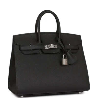900e5f98d9327c63213a912d800a6bbb حقيبة هيرميس Birkin Sellier 25 من جلد إبسوم باللون الأسود مع إكسسوارات معدنية من البلاديوم