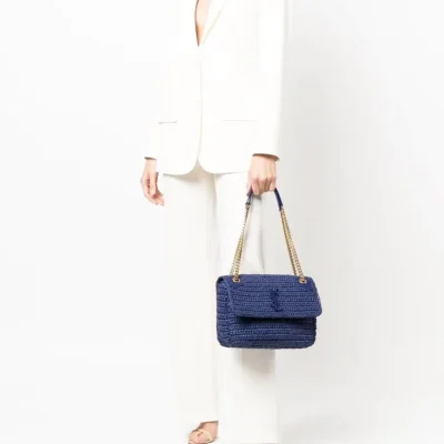 YSL Niki Medium Chain Bag in Raffia and Leather