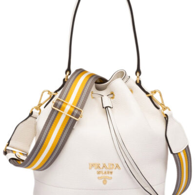 Prada Leather Bucket Bag in White