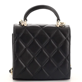 Chanel Square Classic Flap Top Handle Clutch with Chain Quilted Lambskin
