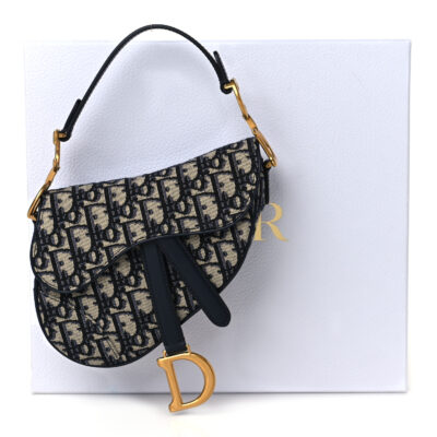 CHRISTIAN DIOR Oblique Mini Saddle Bag Blue