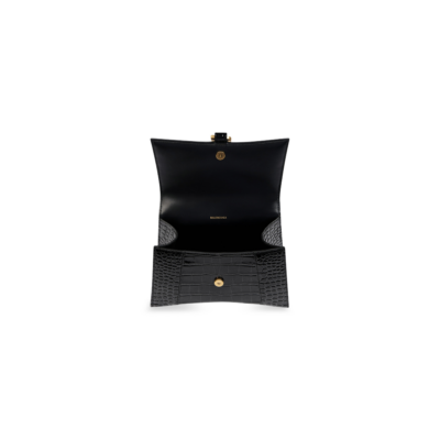 WOMEN'S HOURGLASS XS HANDBAG CROCODILE EMBOSSED IN BLACK