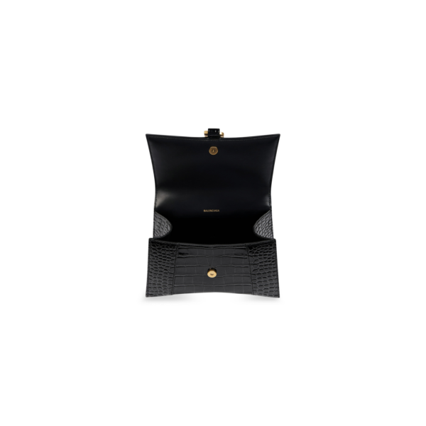 WOMEN'S HOURGLASS XS HANDBAG CROCODILE EMBOSSED IN BLACK