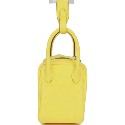 Hermès Mini Lindy Jaune Citron Ostrich Palladium Hardware