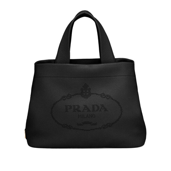 Prada Medium Leather Tote Bag in Black